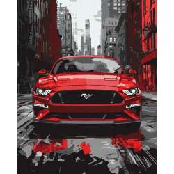 Malowanie po numerach - Czerwony mustang 40x50cm