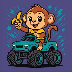 Malowanie po numerach - Małpa w samochodzie Kids