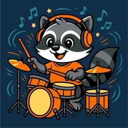 Malowanie po numerach - Szop z bębnami Kids - 1