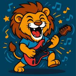 Malowanie po numerach - Lew z gitarą Kids 25x25cm