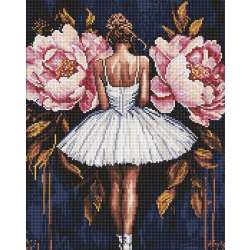 Diamentowa mozaika - Baletnica z piwoniami 40x50cm