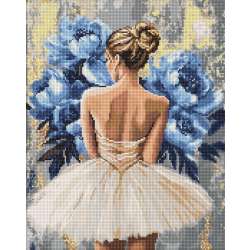 Diamentowa mozaika - Baletnica z piwoniami 40x50cm