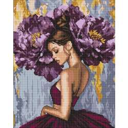 Diamentowa mozaika - Baletnica z piwoniami 40x50cm