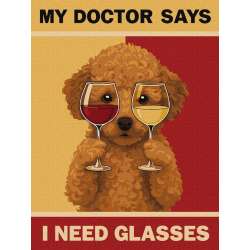 Malowanie po numerach - Plakat. Pudel i okulary