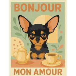 Malowanie po numerach - Plakat Poranek z chihuahua