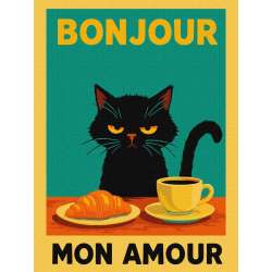 Malowanie po numerach - Plakat. Poranek z kotkiem