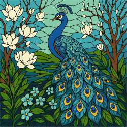 Malowanie po numerach - Witraż. Paw 30x30cm