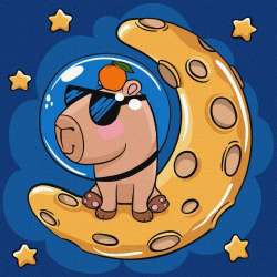 Malowanie po numerach - Kapibara na księżycu 30x30