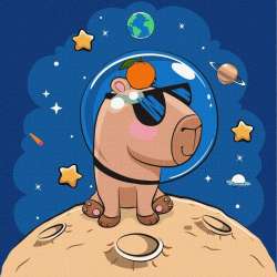Malowanie po numerach - Kapibara w kosmosie 30x30 - 1