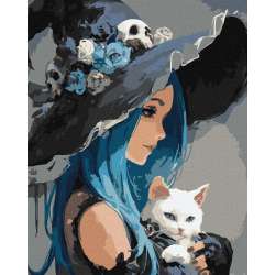 Malowanie po numerach - Dziewczyna z Białym Kotem