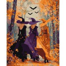 Malowanie po numerach - Trzy wedźmy w lesie 40x50
