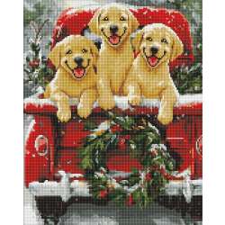 Diamentowa mozaika - Psia przejażdżka 40x50cm