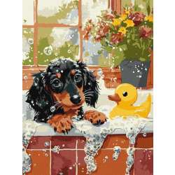 Malowanie po numerach - Kąpiel z kaczuszką 30x40cm