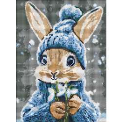 Diamentowa mozaika - Królik z przebiśniegami 30x40