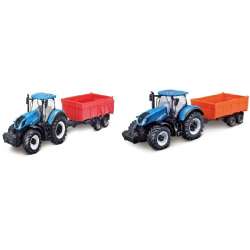 Bburago Traktor New Holland T7.315 HD 10cm z przyczepą, - 1