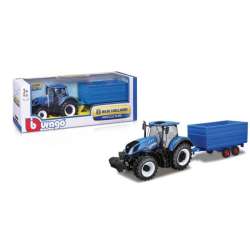 Bburago 1:32 Traktor New Holland z przyczepą niebieską - 2