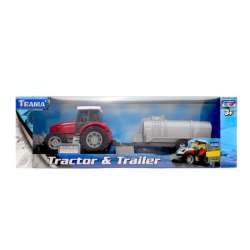 Traktor + naczepa 1:32 ver.2 czerwony TEAMA (001-10762 CZERWONY) - 1