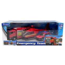 Pojazdy ratunkowe Helikopter + pojazdy 1:48 czerwony 22412 TEAMA (001-22412CZ) - 1