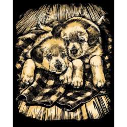 Artfoil Gold Wydrapywanka złota Psy 20,4x25,5cm 1032 (1032 SEQUIN ART) - 1