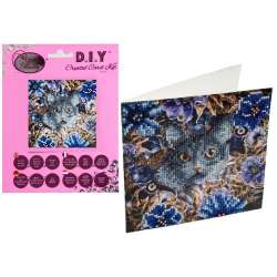 Diamentowa mozika Koty i kwiaty 18x18cm