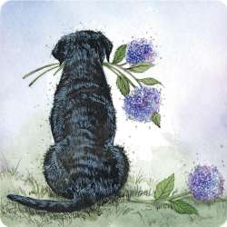 Podkładka pod kubek C188 Labrador z kwiatami - 1