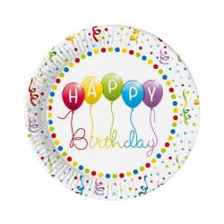 Talerzyki papierowe Happy Birthday 23cm 8szt
