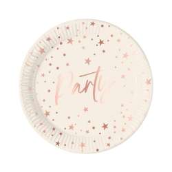 Talerzyki papierowe Rose Gold Party 23cm 8szt