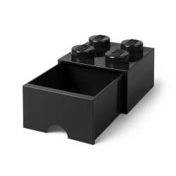 Lego pojemnik klocek z szufladą czwórka czarny