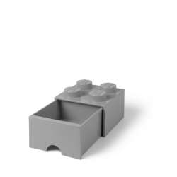 Lego pojemnik klocek z szufladą czwórka szary