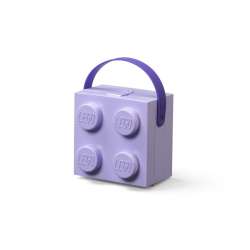 Lego pojemnik klocek z rączką czwórka lawendowy