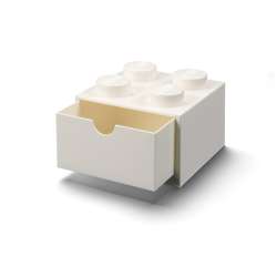 Lego pojemnik klocek z szufladą na czwórka biały
