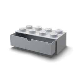 Lego pojemnik klocek z szufladą ósemka szary jasny