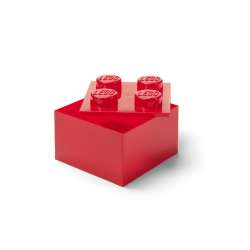 Lego pojemnik klocek czwórka transparentny czerw.