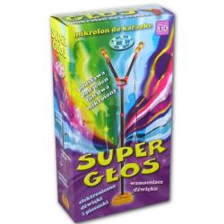 MIKROFON PODWÓJNY 'SUPER GŁOS' ZE STATYWEM NA BATERIE (00240) - 2