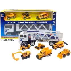 Laweta metalowa z samochodami budowlanymi - 1