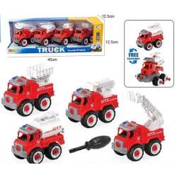 Zestaw 4 pojazdów strażackich do rozkręcania
