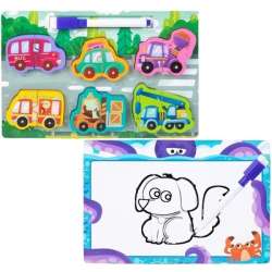 Puzzle drewniane 2w1 z tablicą