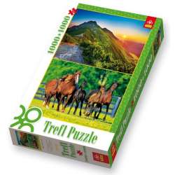 PUZZLE TREFL 1000+1000 ZACH. SŁOŃCA W TATRACH/STADO KONI (29103) - 2