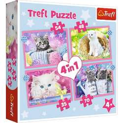 Puzzle 4w1 Zabawne kotki 34396 Trefl p8 (34396 TREFL) - 1