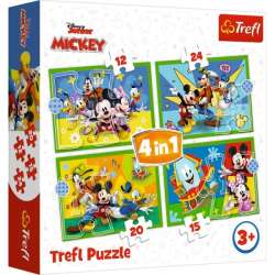 Puzzle 4w1 Wśród przyjaciół. Myszka Miki. Mickey Mouse Funhouse 34616 Trefl (34616 TREFL)
