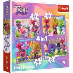 Puzzle 4w1 Przygody kolorowych Trolli Trolls 3 34622 Trefl (34622 TREFL)