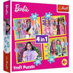 Puzzle 4w1 Wesoły świat Barbie. Barbie Mattel 34626 Trefl (34626 TREFL) - 1