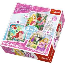 Puzzle Trefl 3w1 Roszpunka, Aurora i Ariel Disney Princ (34842 TREFL) - 1