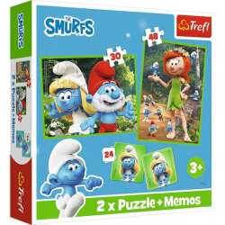 Puzzle 2w1 + memos Wesołe zabawy Smerfów. Smerfy 93656 Trefl (93656 TREFL) - 1