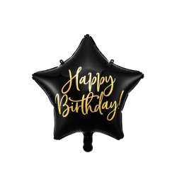 Balon foliowy Happy Birthday 40cm czarny - 1