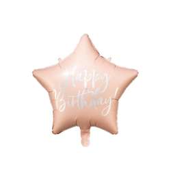 Balon foliowy Happy Birthday 40cm jasny pudrowy - 1
