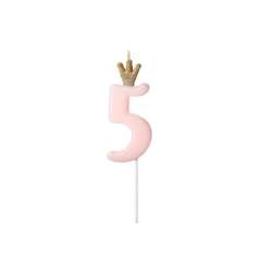 Świeczka urodzinowa 5 jasny różowy 9,5cm