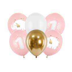 Balony Roczek Baby pink 30cm 6szt - 1