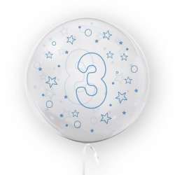 Balon 45cm Gwiazdki cyfra 3 niebieski TUBAN
