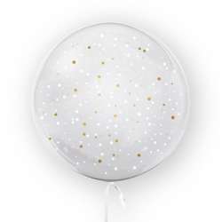 Balon 45cm Kropki biały & złoty TUBAN - 1